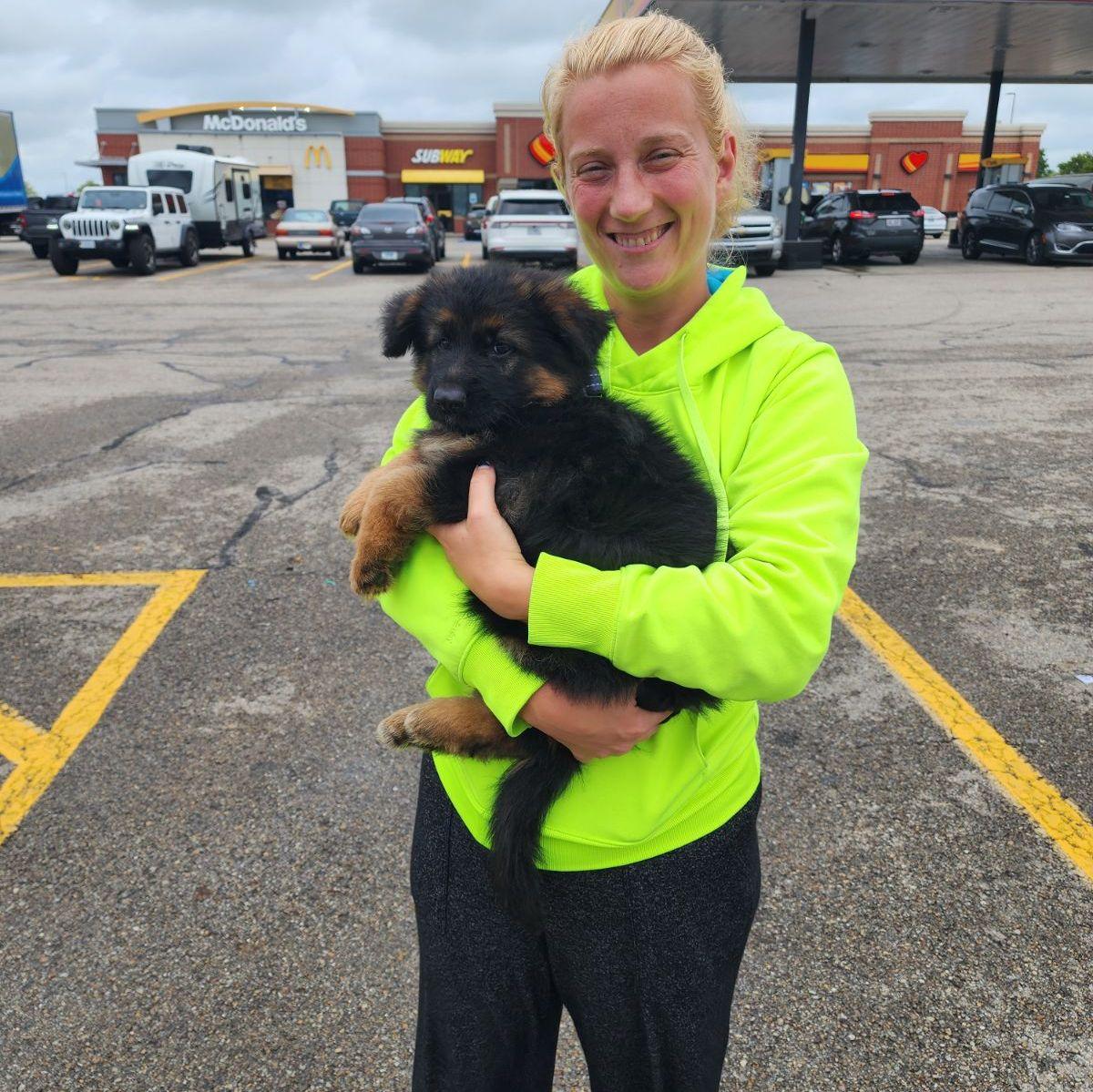 Picking up Kovu who is 8 weeks old here