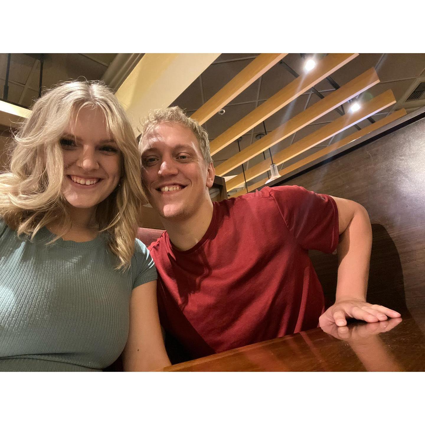 Dinner date when he snuck me a grown up drink cause I forgot my id