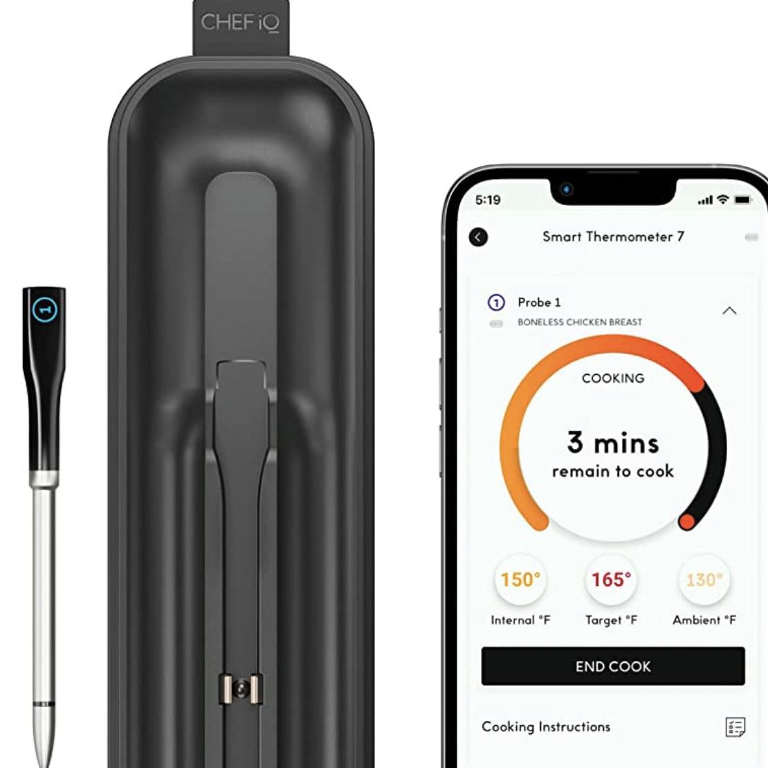 Chef iQ Smart Wireless Meat Thermometer, Unlimited Range, Bluetooth & WiFi Enabled, Digital Cooking Thermometer with Ultra-Thin Probe for Remote Monitoring of BBQ, Oven, Smoker, Air Fryer, Stovedd to your order