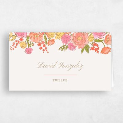 Light Oatmeal, Pink Wedding Place Card - Colombe