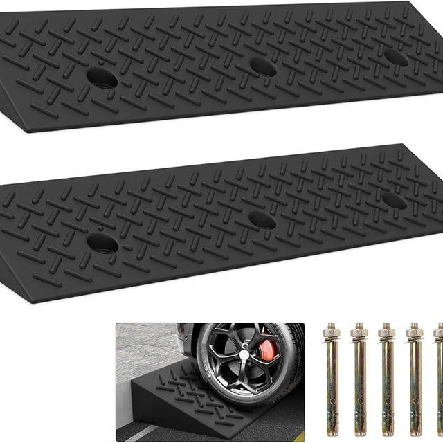 2 Pcs 2" Rubber Curb Ramp Threshold Ramps,2" H 38.5" L 9.5" W.Heavy Loading 3 Tons(6600 LB) Capacity,Car Slope for Driveway Dock Bike Vehicle Warehouse Motorcycle (2" H)