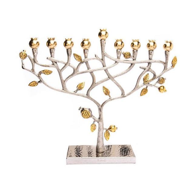 Yair Emanuel Large Tree of Life Jewish Hanukkah Menorah 9 branch - Handcrafted Copper and Metal