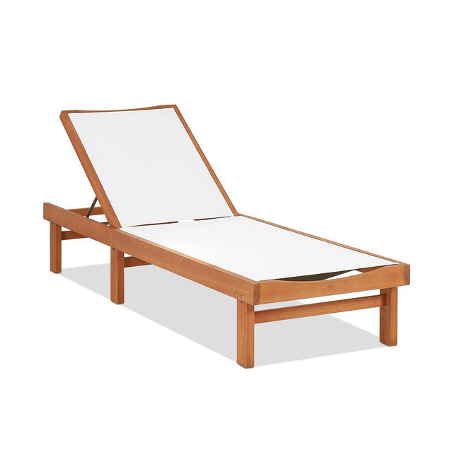 INOLAIT SUGIFT Outdoor Wood Chaise Lounge Chair with 5-Postion Adjustable Back