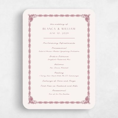 Red Rounded Wedding Program - Ariadne