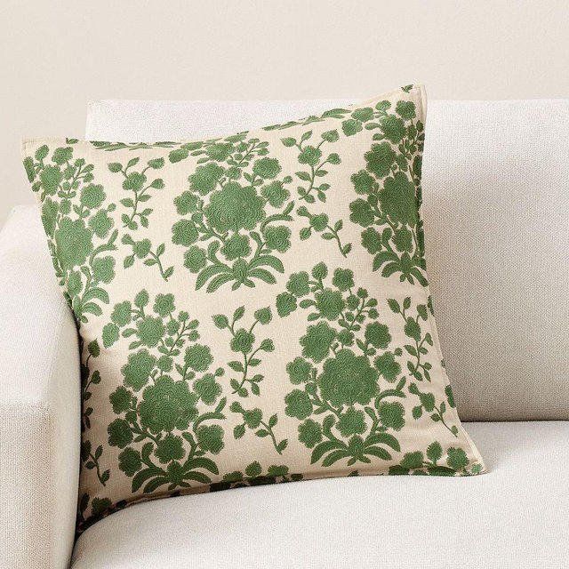 Mae Paisley Pillow Cover, Dark Green, 20"