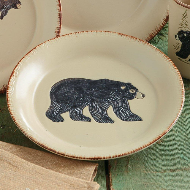 BLACK FOREST DECOR Bear & Moose Stoneware Bear Salad Plate, 8 1/2" Dia.