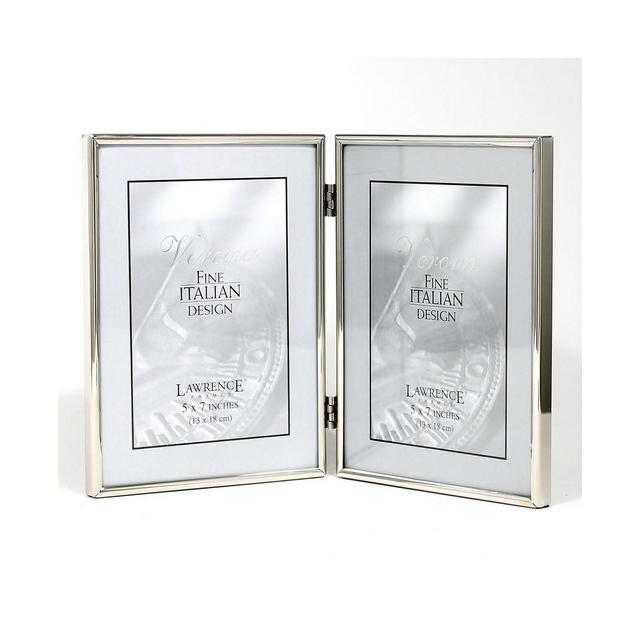 Lawrence Frames Hinged Double Simply Silver Metal Picture Frame - 5" x 7"