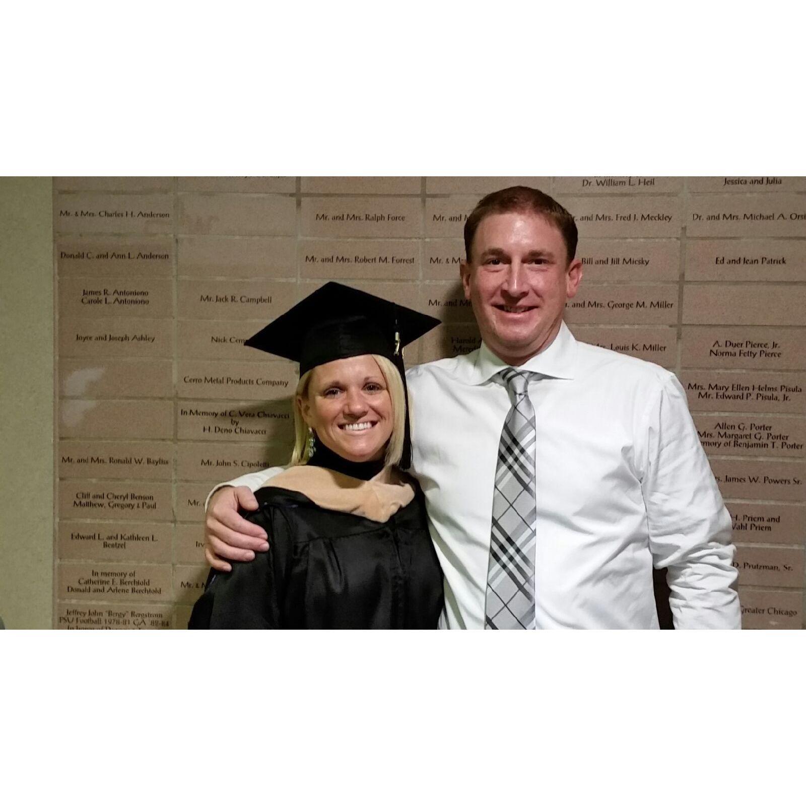 Nathan is the most supportive guy I know.  This is my graduation from my Master's degree at Penn State!  We are!