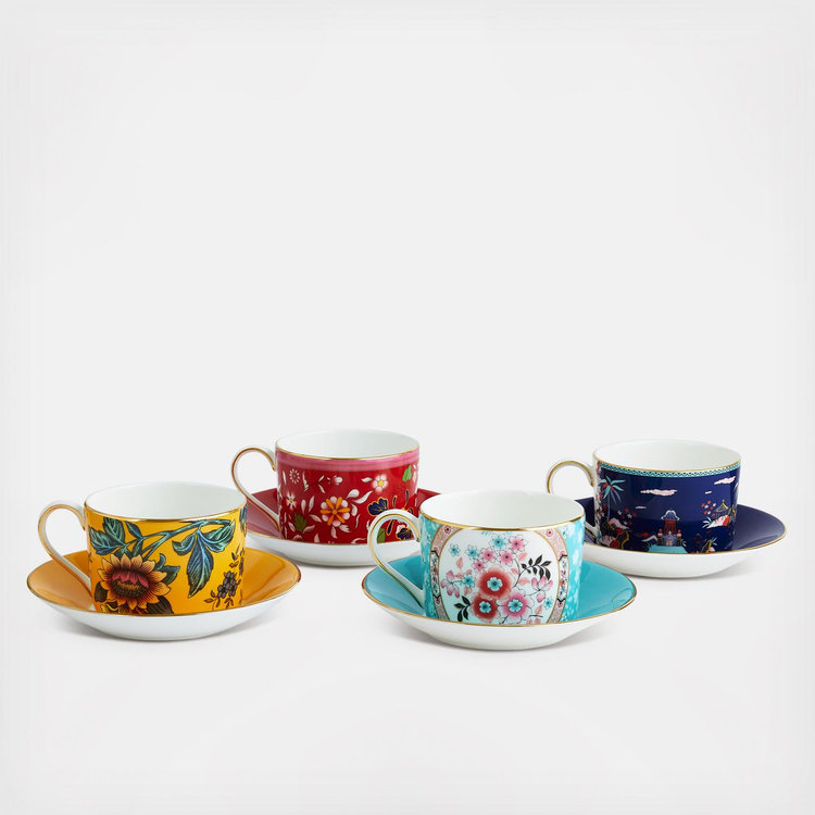 Wedgwood, Wonderlust Assorted Teacup & Saucer, Set of 4 | Zola