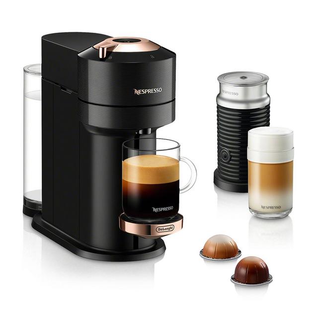 Nespresso Vertuo Next Premium Coffee and Espresso Maker by DeLonghi with Aeroccino Milk Frother, Black Rose Gold