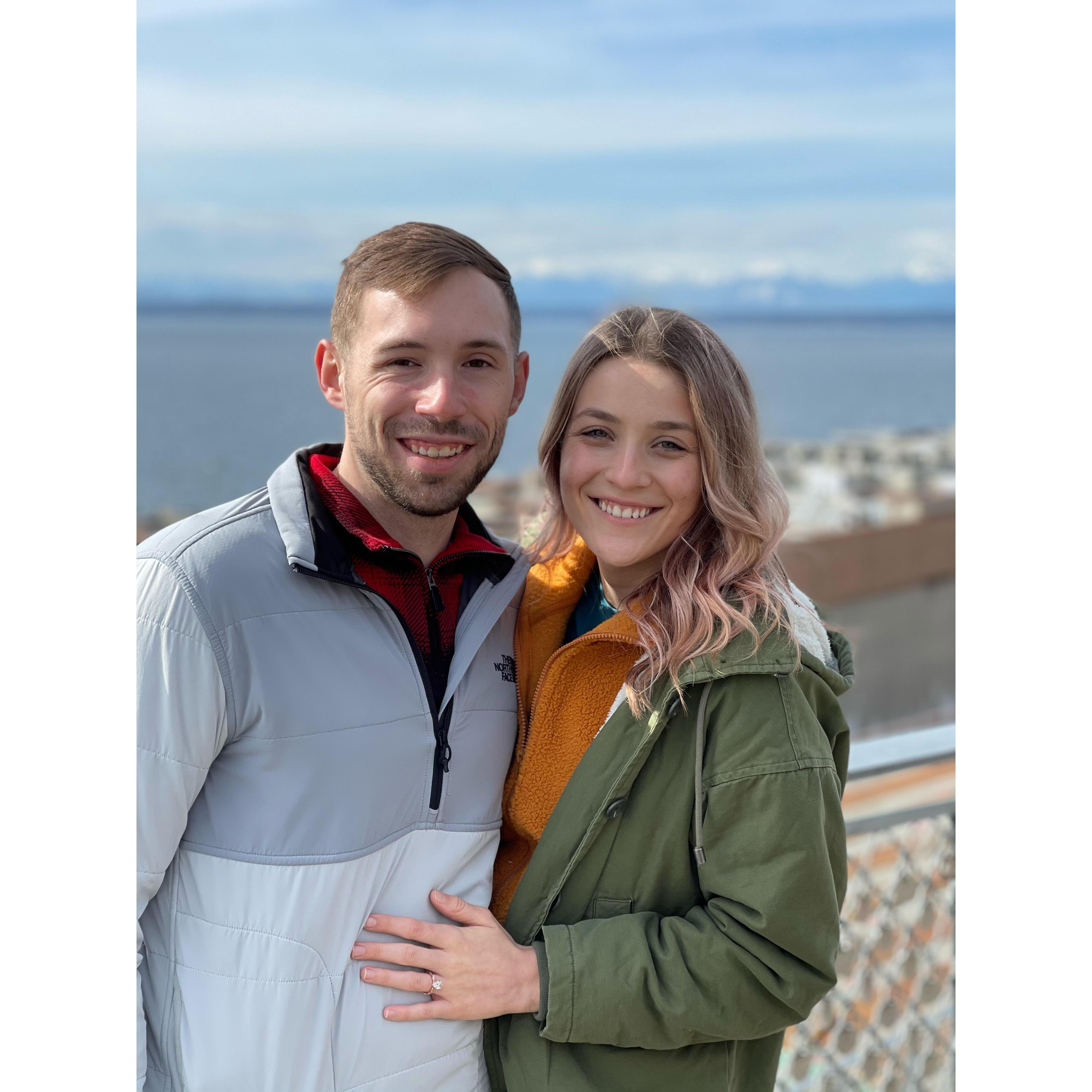 First time in Seattle, WA the day after our proposal.