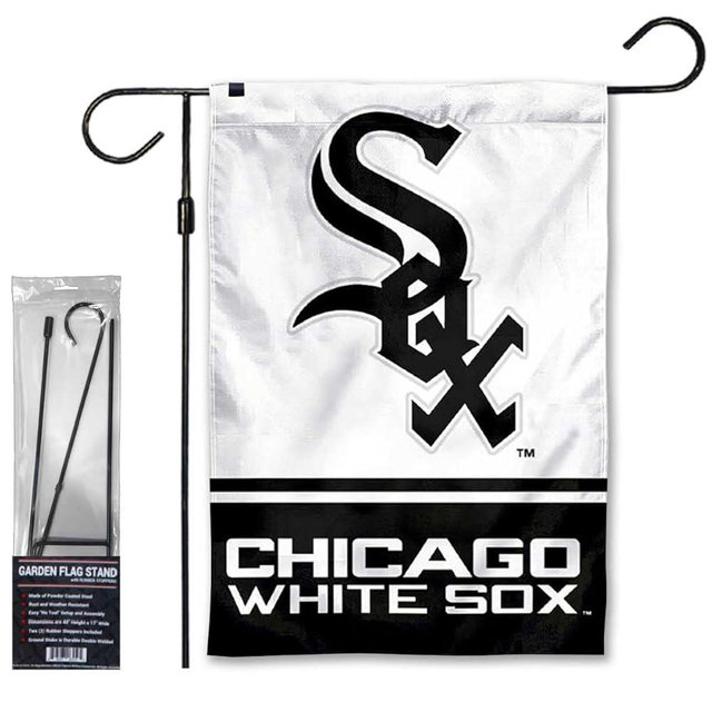 WinCraft White Sox Garden Flag with Stand Holder Flagpole