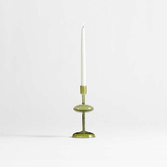 Venezia Small Olive Green Glass Taper Candle Holder