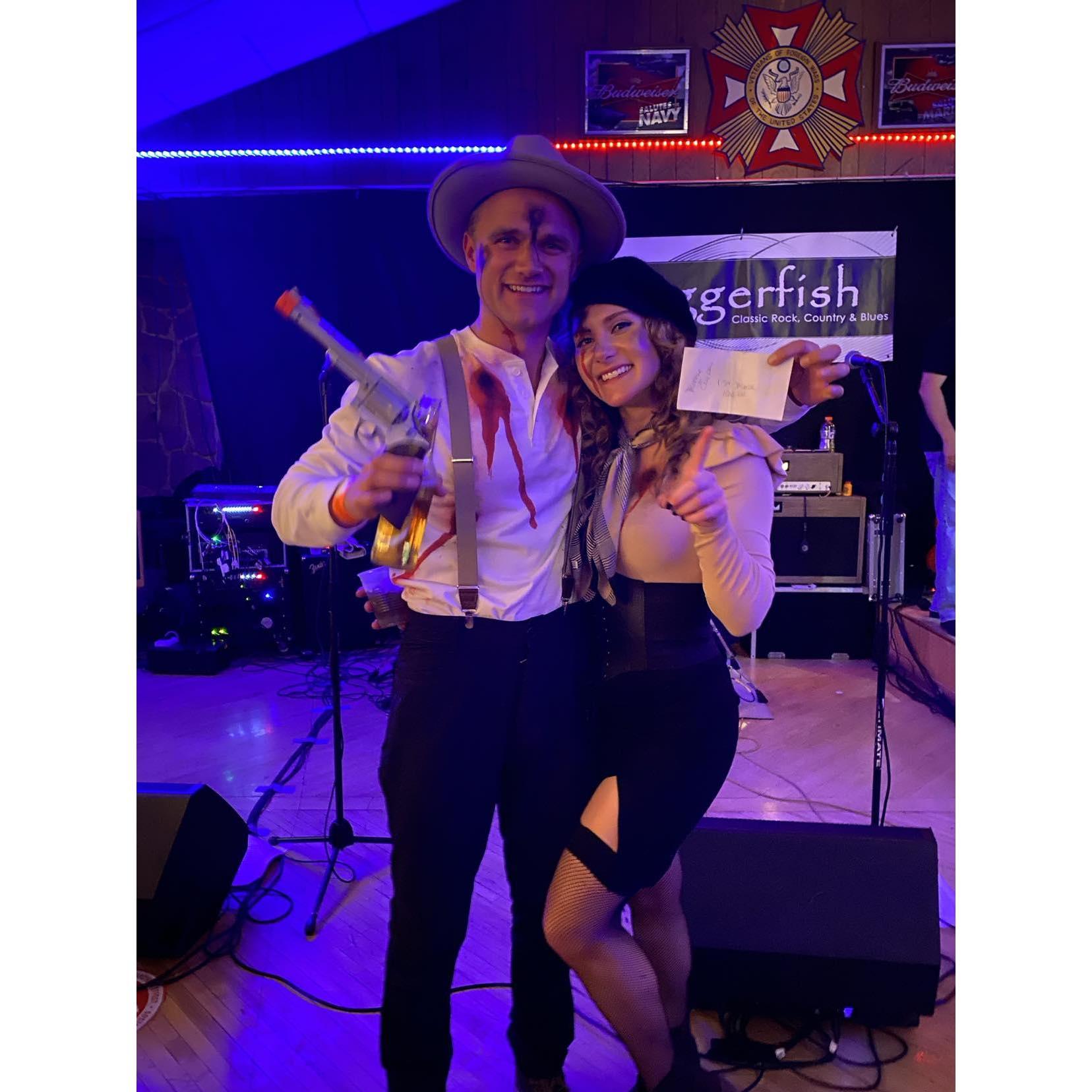 First Halloween Together: Won a Costume Contest, Bonnie & Clyde