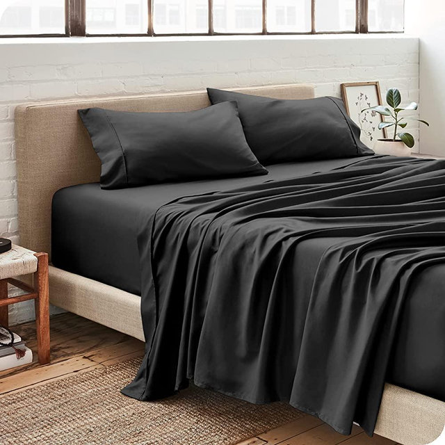 Bare Home California King Sheet Set - 1800 Ultra-Soft Microfiber Cal King Bed Sheets - Double Brushed - Deep Pockets - Easy Fit - 4 Piece Set - Bed Sheets (California King, Black)