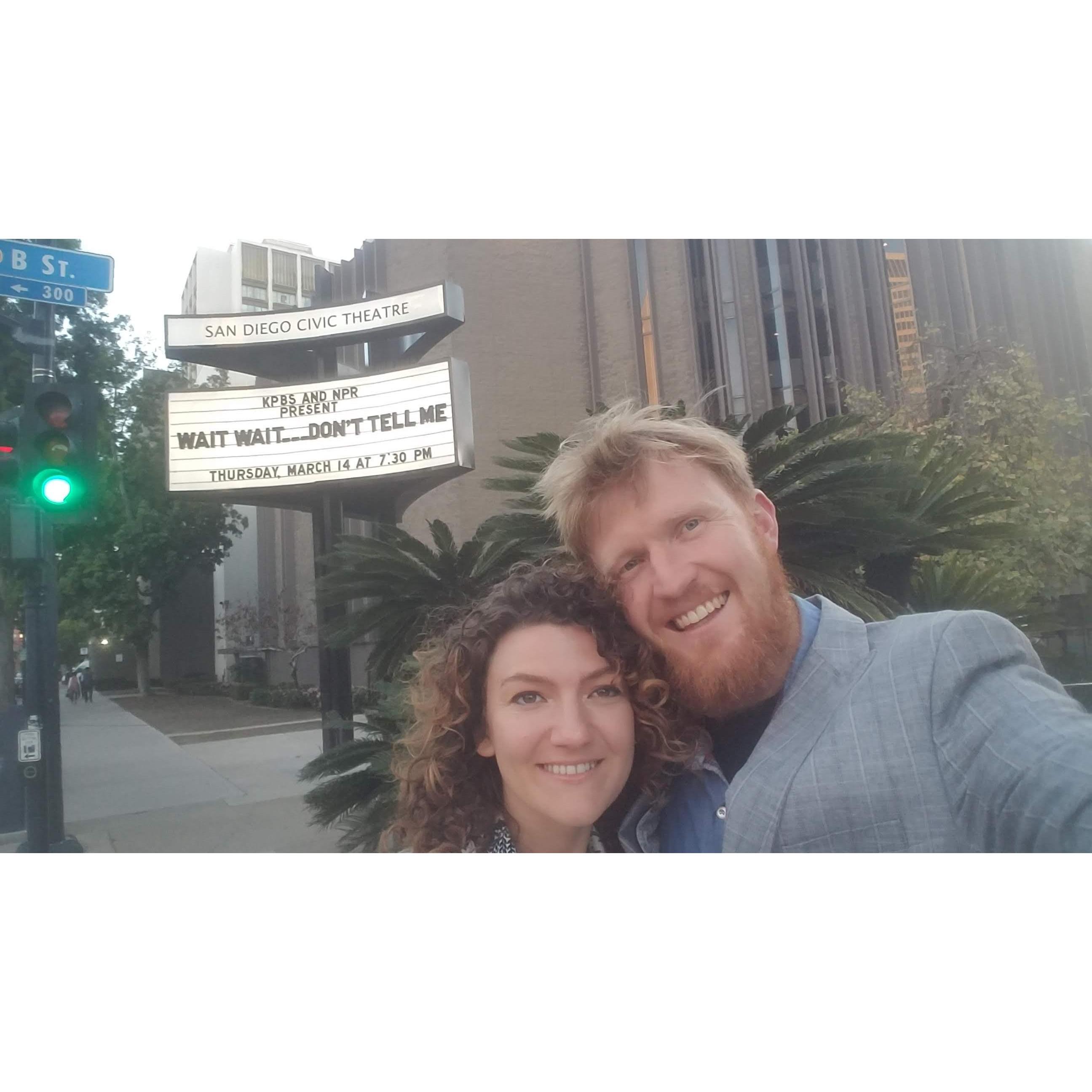San Diego Civic Theater to see Wait Wait Don't Tell Me