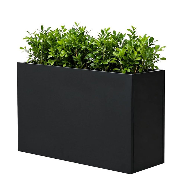 GZLVSOW Metal Rectangular Planter 32" L x 15" W x 24" H Outdoor Tall Metal Planter Box with Removable Insert Shelf for Outdoor, Indoor, Garden (Black, 32 * 15 * 24)