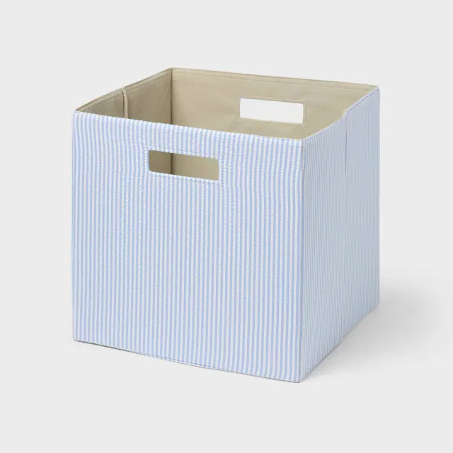 13" Fabric Bin Seersucker Blue - Brightroom™: 13 Inch Storage Cube, Decorative Storage