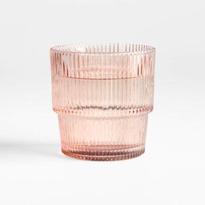 Atwell Stackable Textured Ribbed Double Old-Fashioned Glass + Reviews | Crate & Barrel