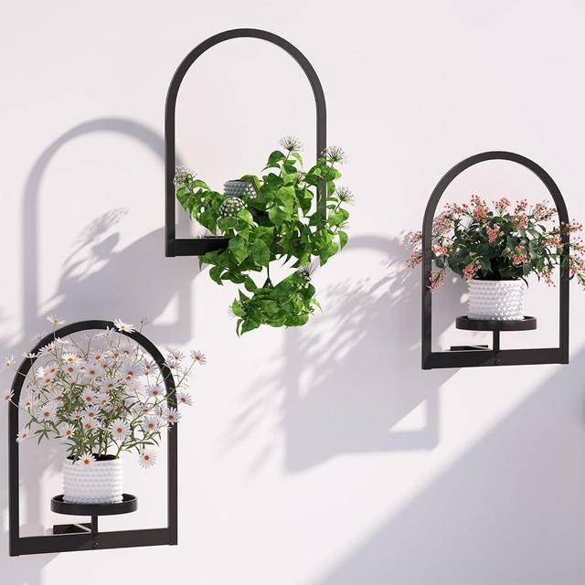 Flenpptly Wall Plant Holder, Wall Planters for Indoor Plants, Window Plant shelves for Multiple Plants Indoor Outdoor, Framed Plant Holder for Home Decor (3 Pack)