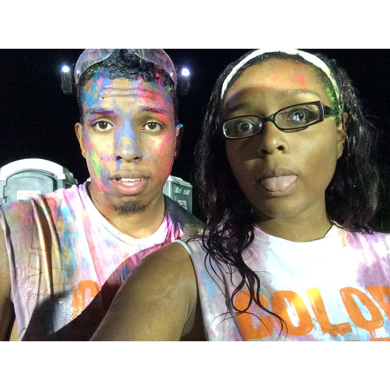 College freshmen activities. Attending our first "RoGlow" - Rowan's off-campus glow in the dark paint party.