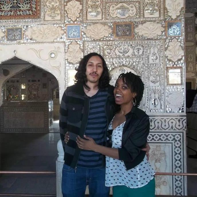 At the Sheesh Mahal (Palace of Mirrors) in Agra, India