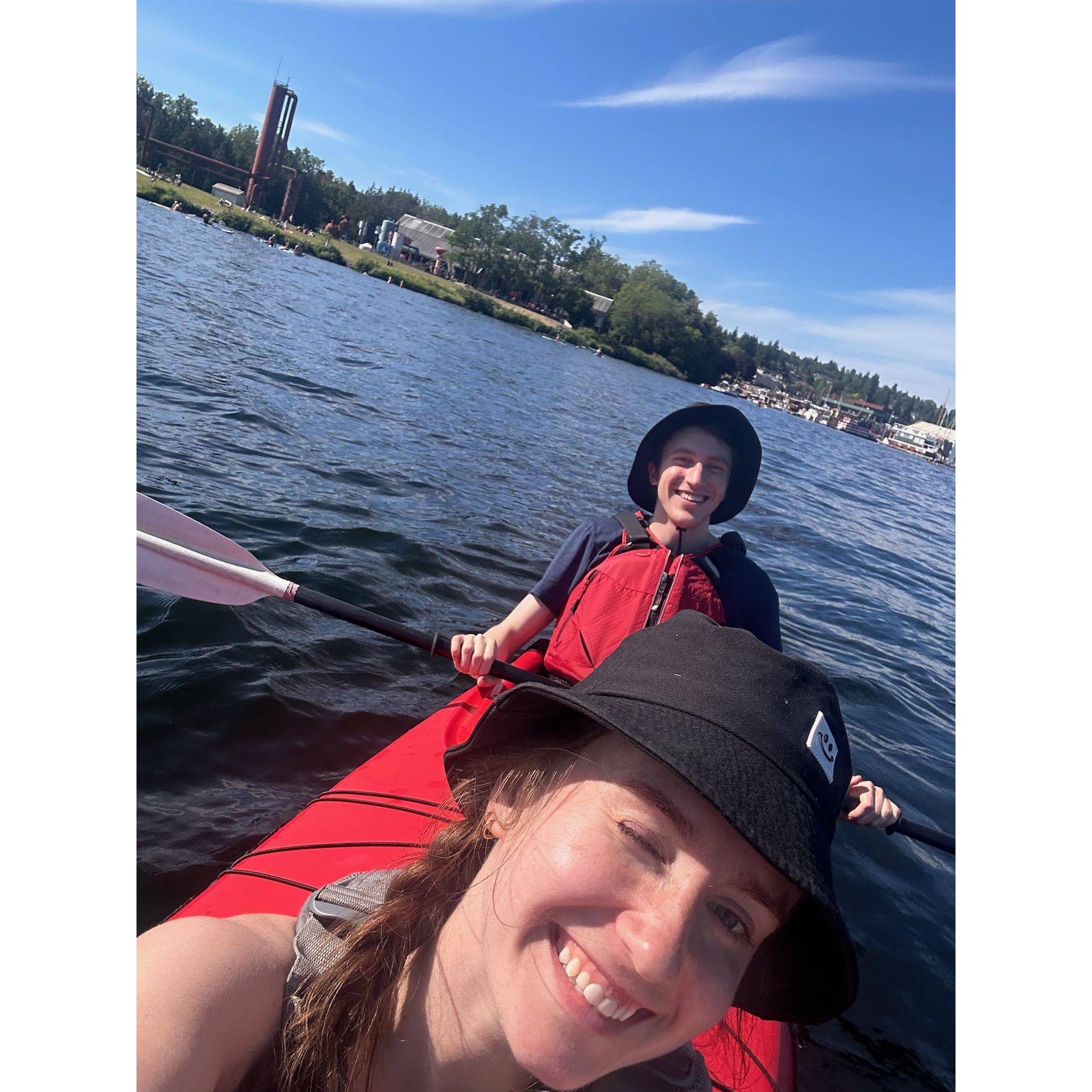 Kayak date...pro tip for conflict: make sure you eat before you are trapped in the middle of a lake!