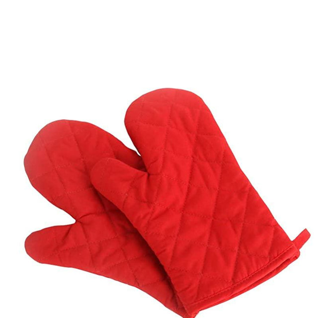 Nachvorn Oven Mitts, Premium Heat Resistant Kitchen Gloves Cotton & Polyester Quilted Oversized Mittens, 1 Pair Red