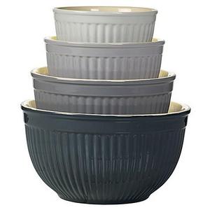 Denmark 4-Piece Ceramic Mixing Bowl Set in Grey