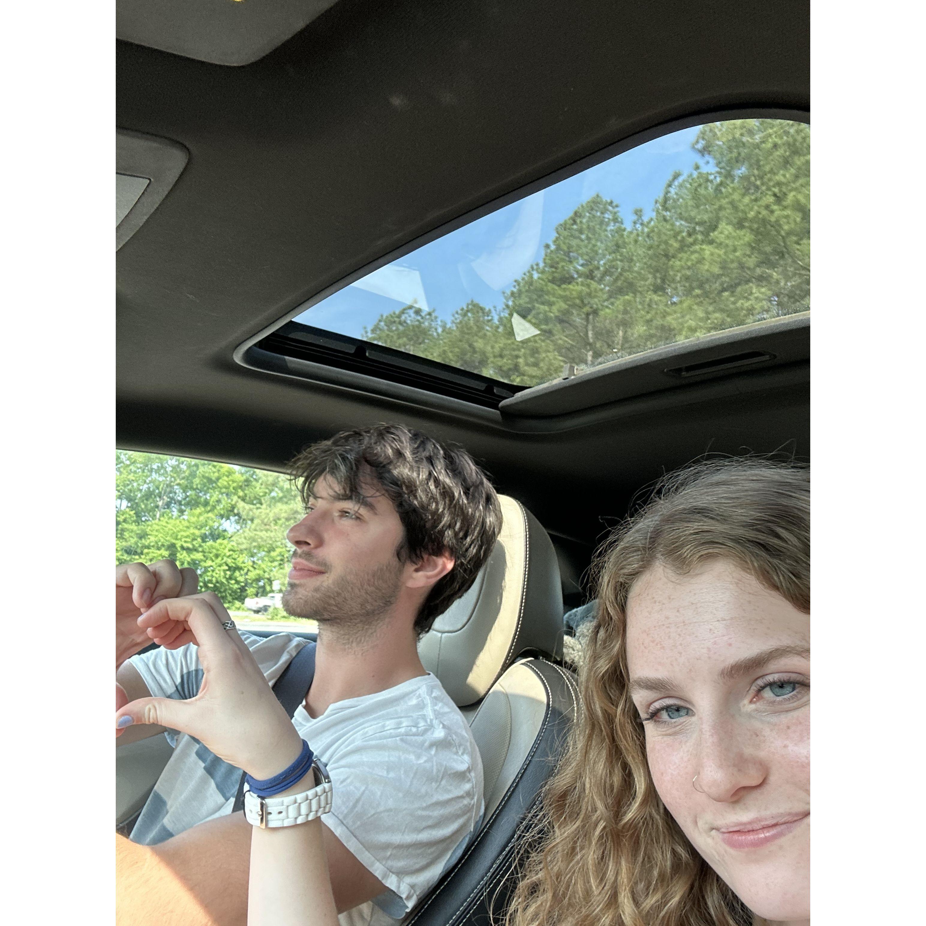 driving to meet Jon's family