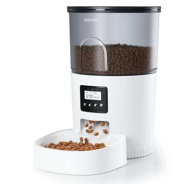 IMIPAW Automatic Cat Feeders, 3L Timed Cat Dry Food Dispenser with Clog-Free Design, Auto Pet Feeder for Cats and Dogs, 1-4 Meals Per Day
