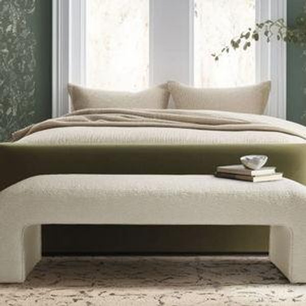 Emmie 60'' Boucle Upholstered Waterfall Bench