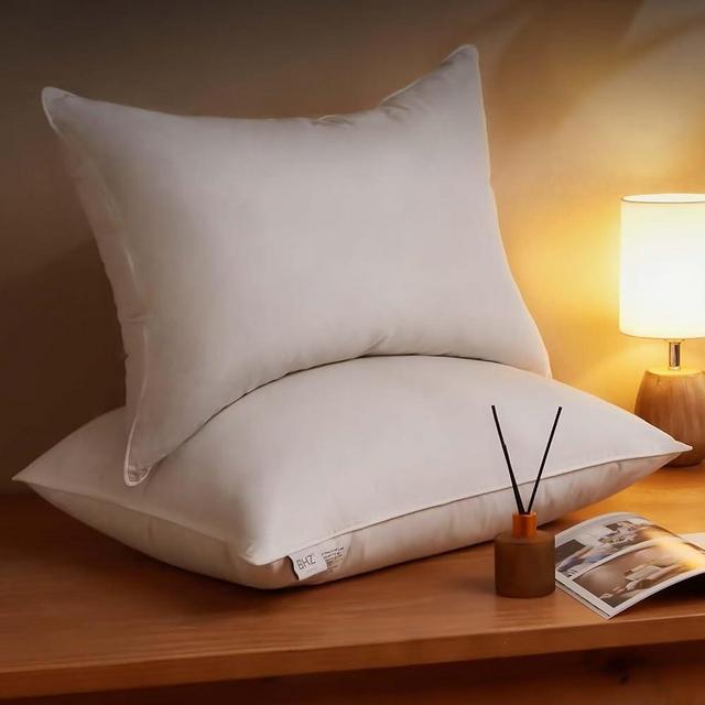 BHZ Goose Down Feather Pillows King Size Set of 2 Pack, Luxury Hotel Alternative Collection Bed Pillow for Sleeping Firm Soft Support for Side & Back Sleepers, White, 20x36 Inch
