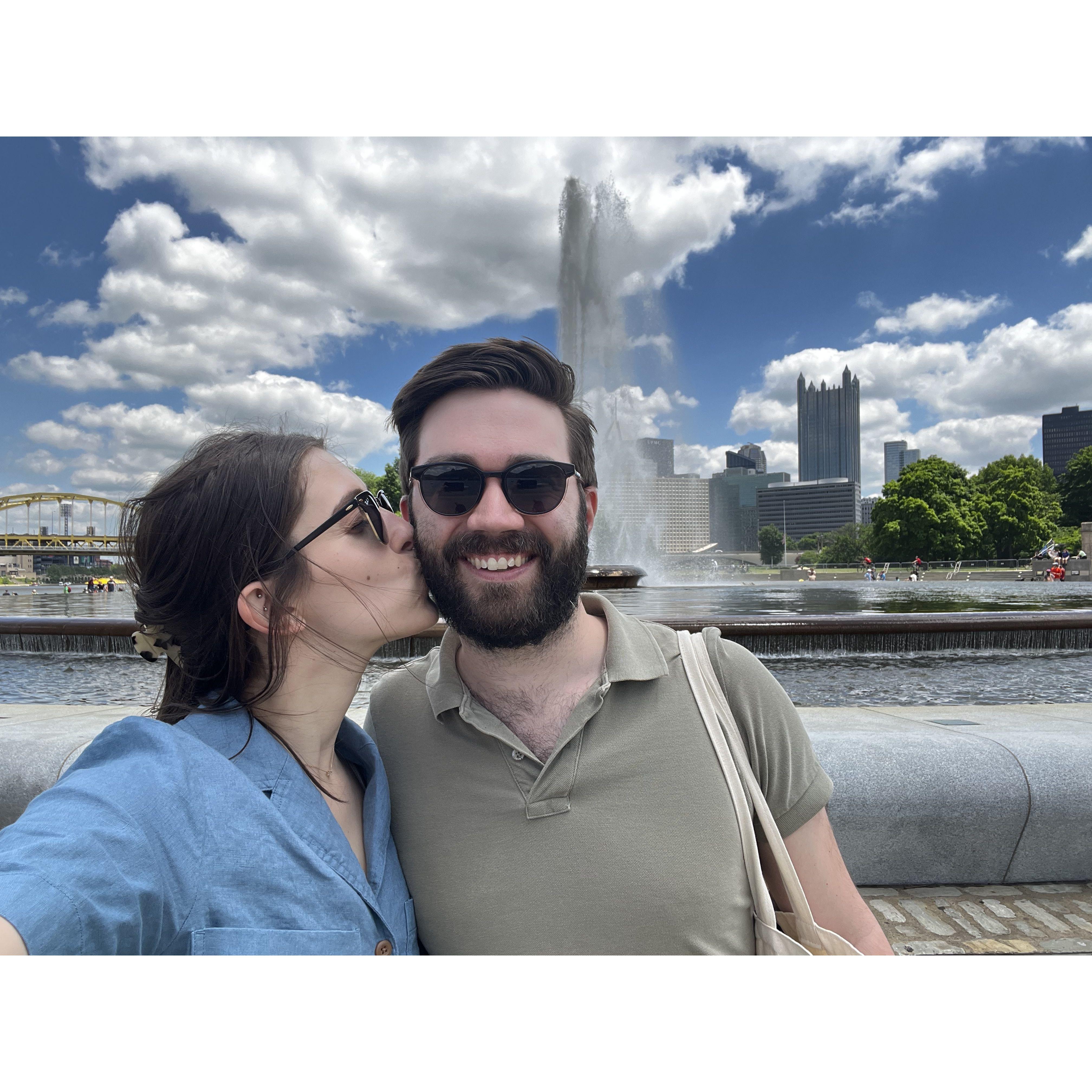 Visiting Point State Park during our first joint visit to Pittsburgh!