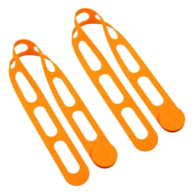 FORTIDY Utility Silicone Strap for Casserole Lid, Pot, Bento Box, 21.65 in Reusable Elastic Self-Lock Silicone Tie for Bundling or Organizing Extension Cord, Curtain, Yoga Mat (Orange, 2pcs)