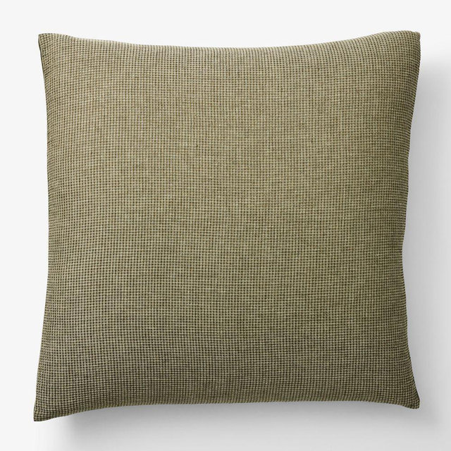European Flax Linen Mini Waffle Euro Sham, Dark Olive