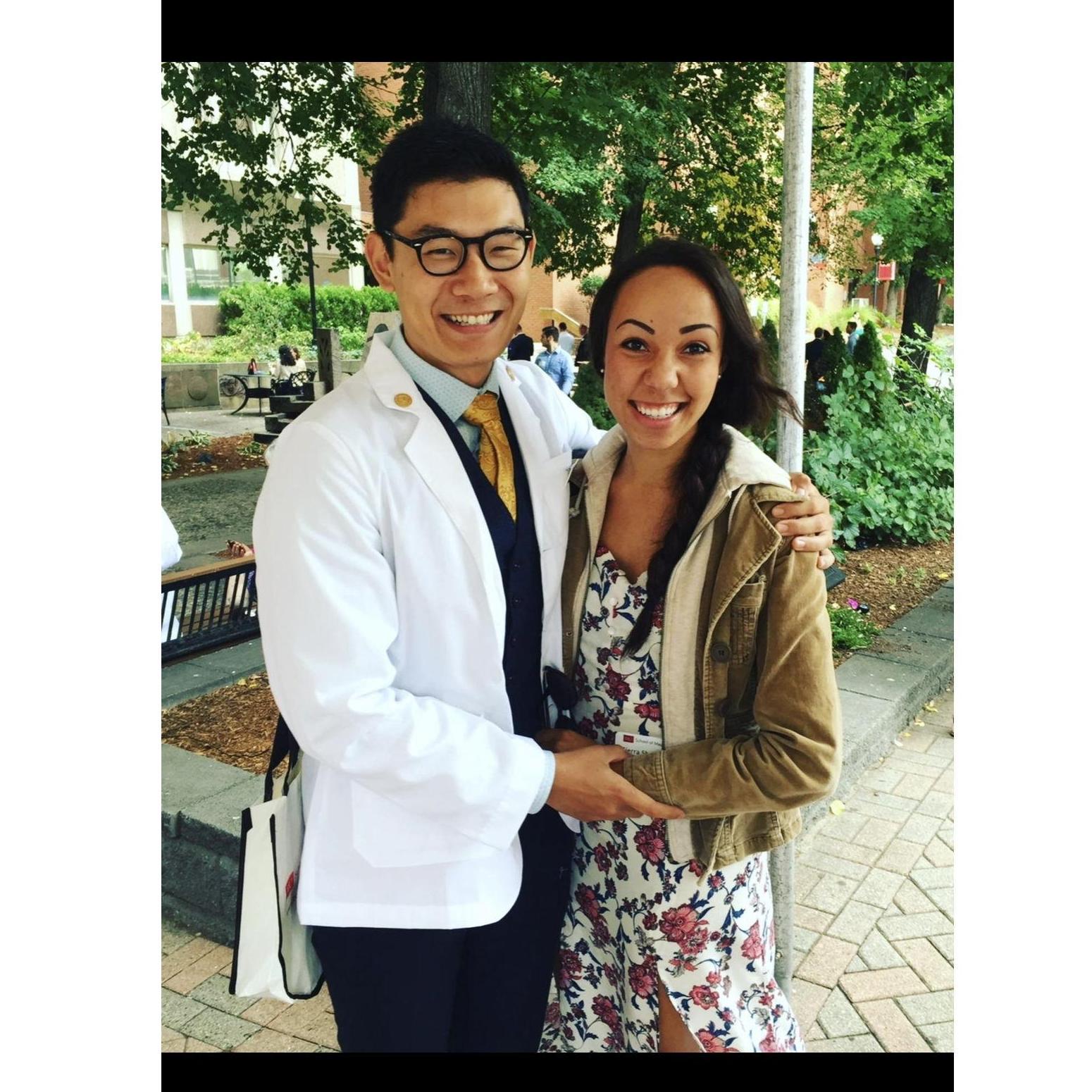 Jason's white coat ceremony in 2016! Jason age 26, Cici age 21