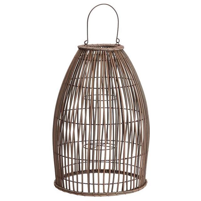 Careyes All-Weather Outdoor Wicker Lantern, Grey - Large