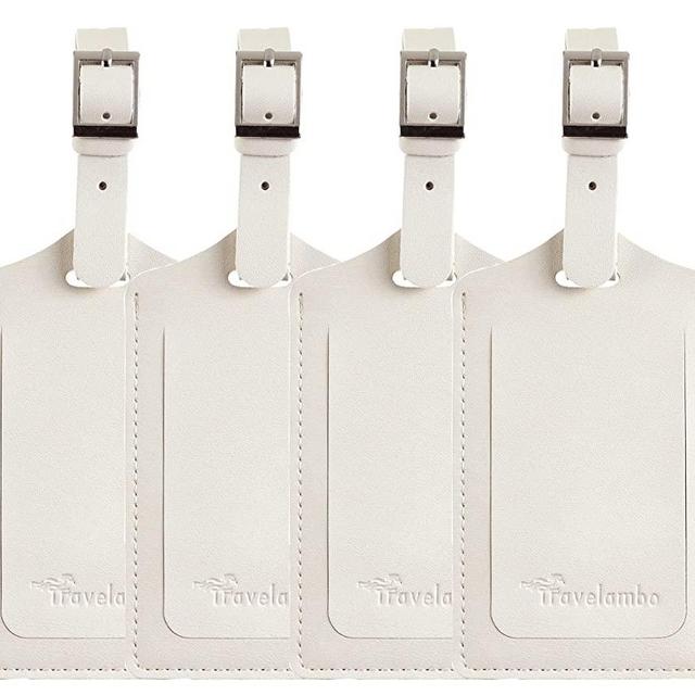 4 Pack Leather Luggage Travel Bag Tags by Travelambo