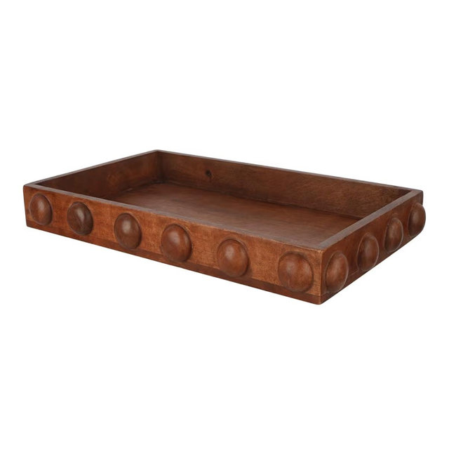 Ashland 17" Natural Wood Hobnail Tray, Spring Home Decor
