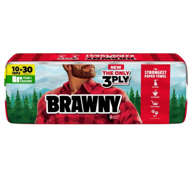 Brawny Tear-A-Square 3-Ply Paper Towels - 10 Triple Rolls