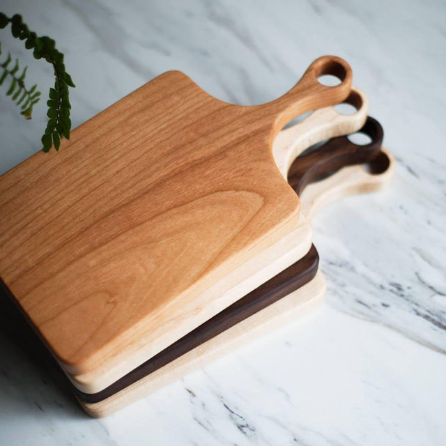 Classic Maple | Walnut | Cherry Wood Cheese Board with Handle, Barware, Bar Cart, Wood Serving Board, Paddle Board