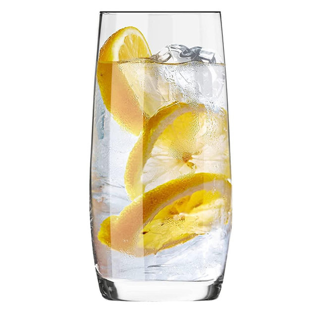 KROSNO Long Drink Water Juice Drinking Highball Glasses | Set of 6 | 11.8 oz | Blended Collection | Perfect for Home, Restaurants and Parties | Dishwasher Safe