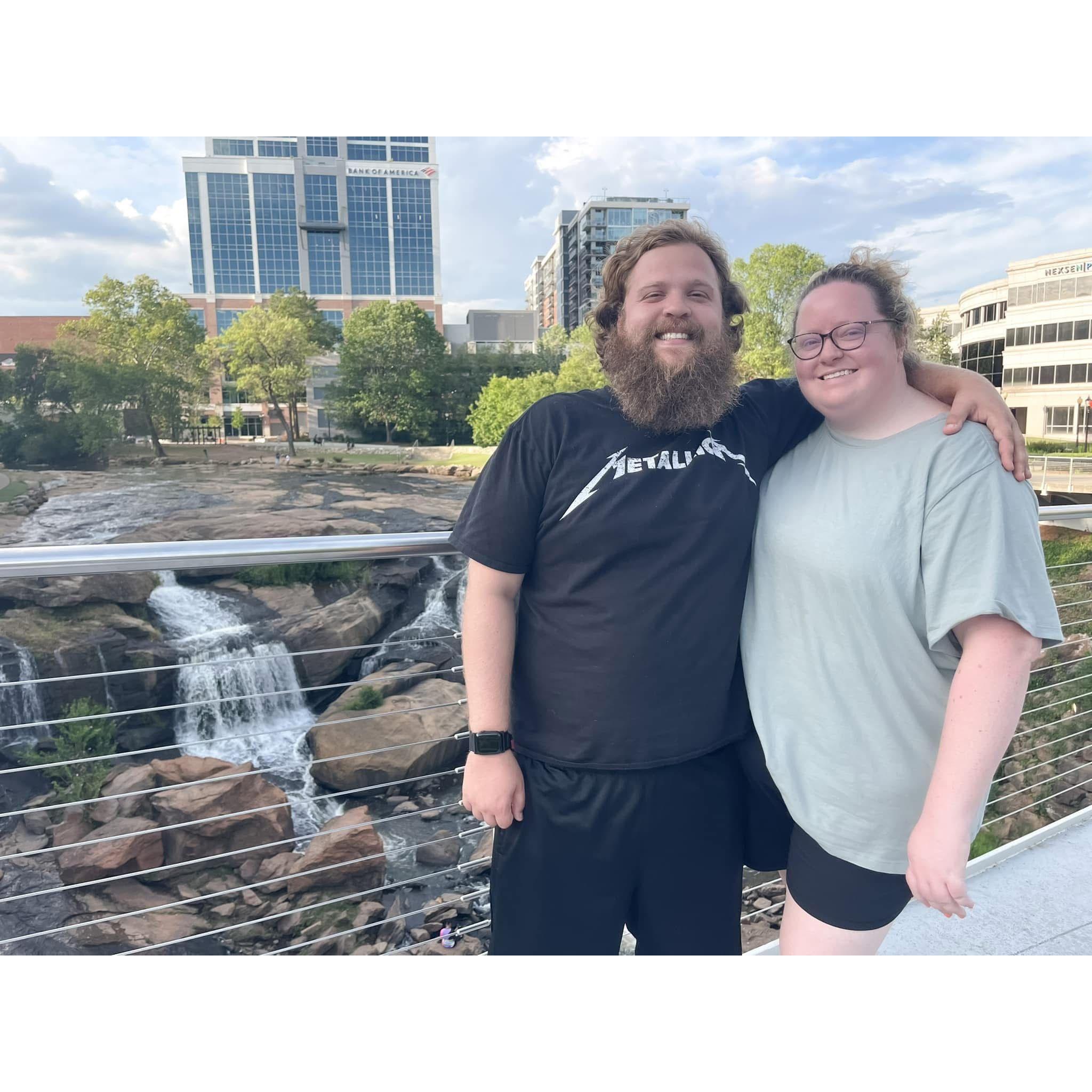 In May we decided we no longer loved our life in Florida and had always loved Greenville. In 6 weeks we found jobs, an apartment and moved! This was our first day here! (2022)