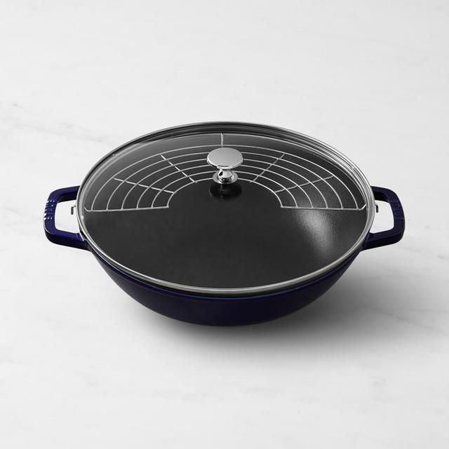 Staub Enameled Cast Iron Perfect Pan Wok, 12", Sapphire Blue