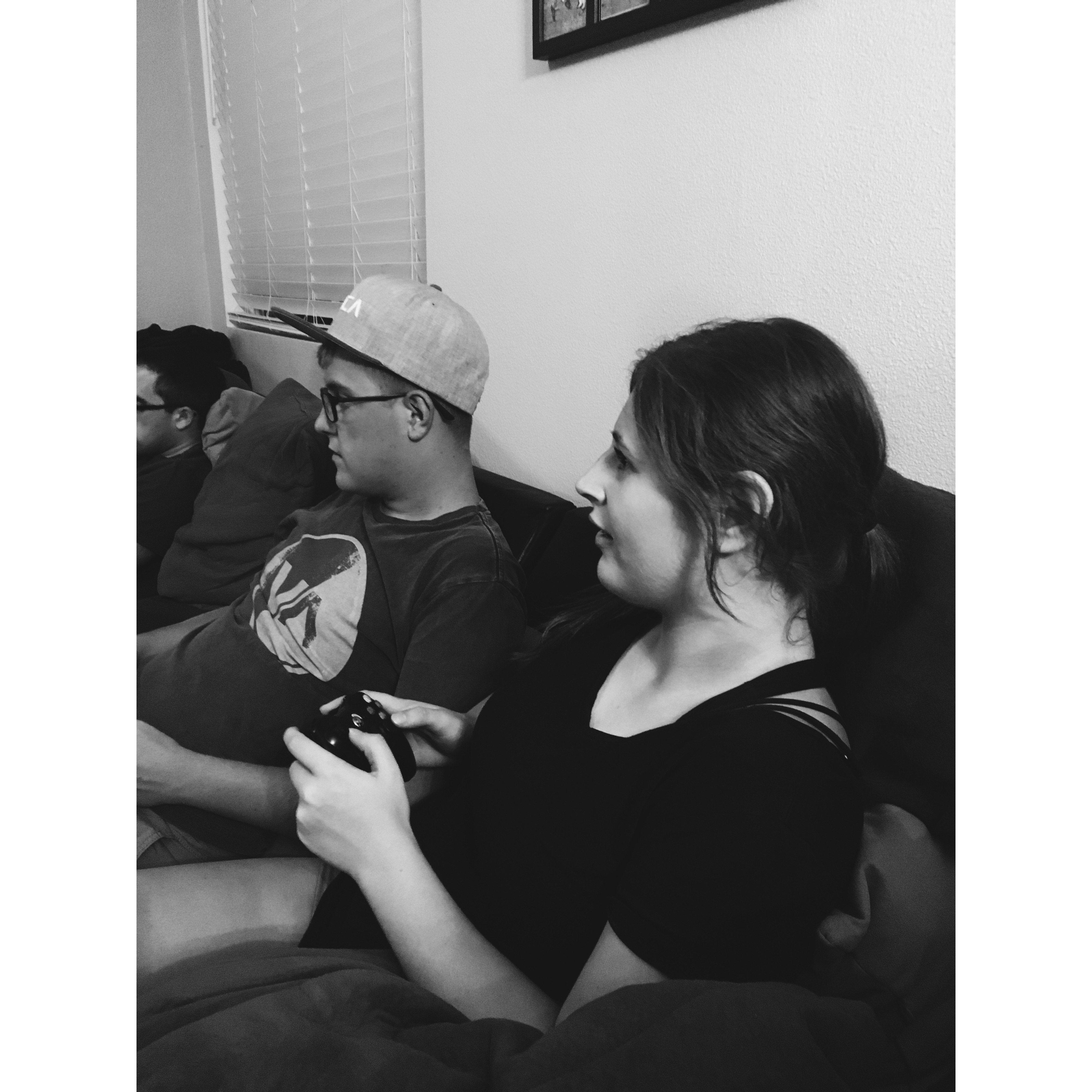Video gaming together. 7/23/2016