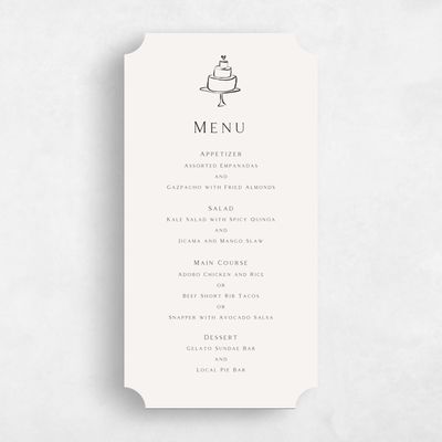 Beige Ticket Wedding Menu - Dunluce