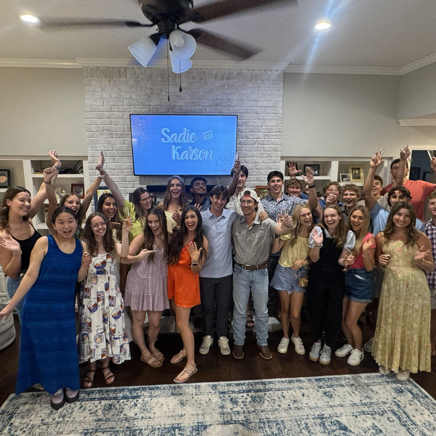 July 2025: Most of our closest friends at our engagement party!