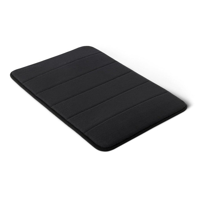 Amazon Basics Absorbent & Fast Dry Plush Memory Foam Bath Mat, 17 x 24 in, Black