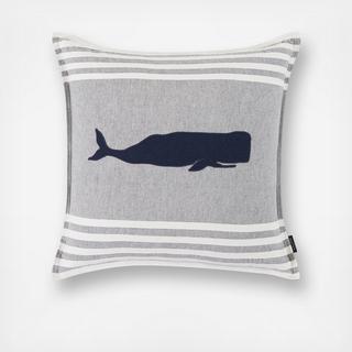 Whale Applique Decorative Pillow